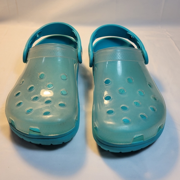 Crocs Shoes Unisex Mens 4 Womens 6 Classic Translucent Clog Digital Aqua - Picture 2 of 10